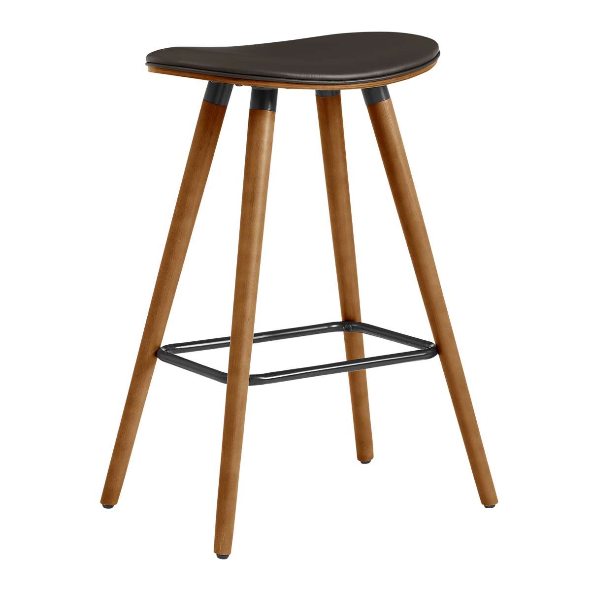 Piper 26" Counter Height Backless Bar Stool in Gray Faux Leather and Black Wood By Armen Living | Bar Stools | Modishstore - 7