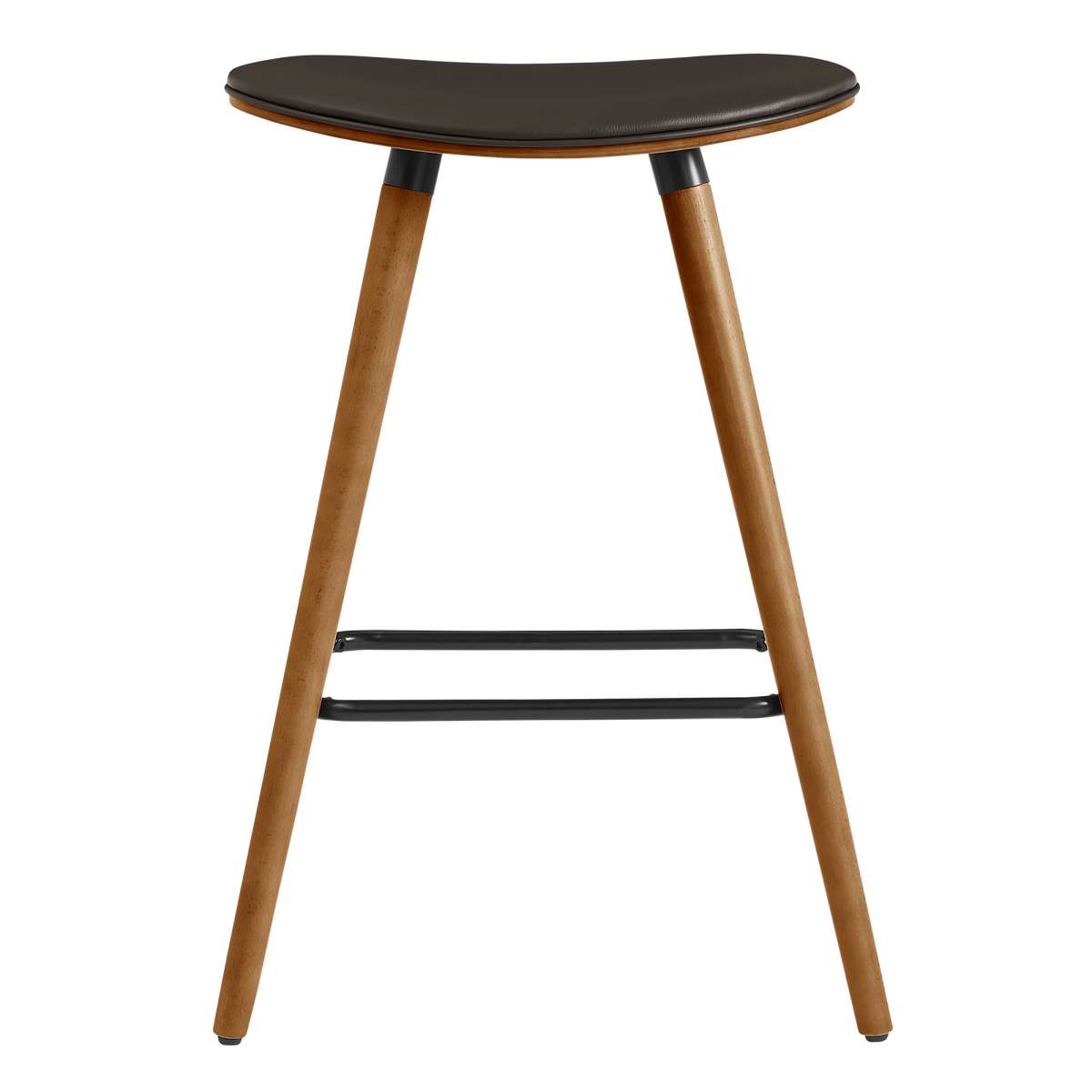 Piper 26" Counter Height Backless Bar Stool in Gray Faux Leather and Black Wood By Armen Living | Bar Stools | Modishstore - 8