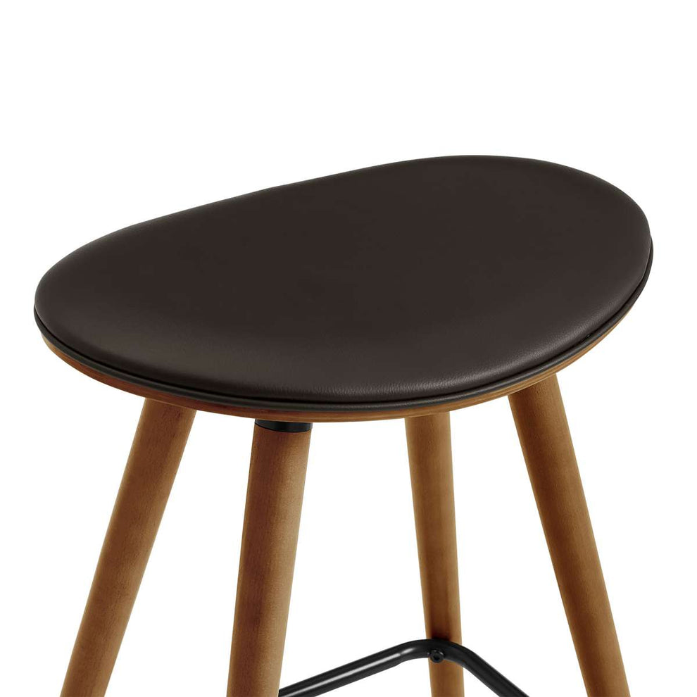 Piper 26" Counter Height Backless Bar Stool in Gray Faux Leather and Black Wood By Armen Living | Bar Stools | Modishstore - 9