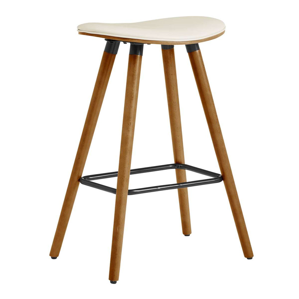 Piper 26" Counter Height Backless Bar Stool in Gray Faux Leather and Black Wood By Armen Living | Bar Stools | Modishstore - 12