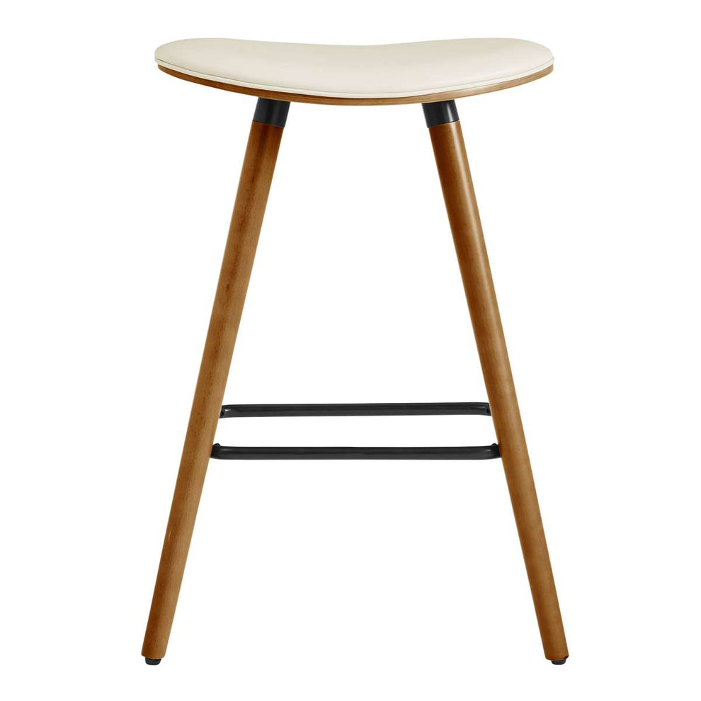 Piper 26" Counter Height Backless Bar Stool in Gray Faux Leather and Black Wood By Armen Living | Bar Stools | Modishstore - 13