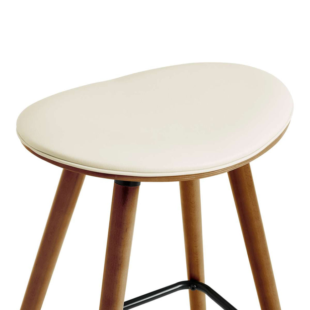 Piper 26" Counter Height Backless Bar Stool in Gray Faux Leather and Black Wood By Armen Living | Bar Stools | Modishstore - 14