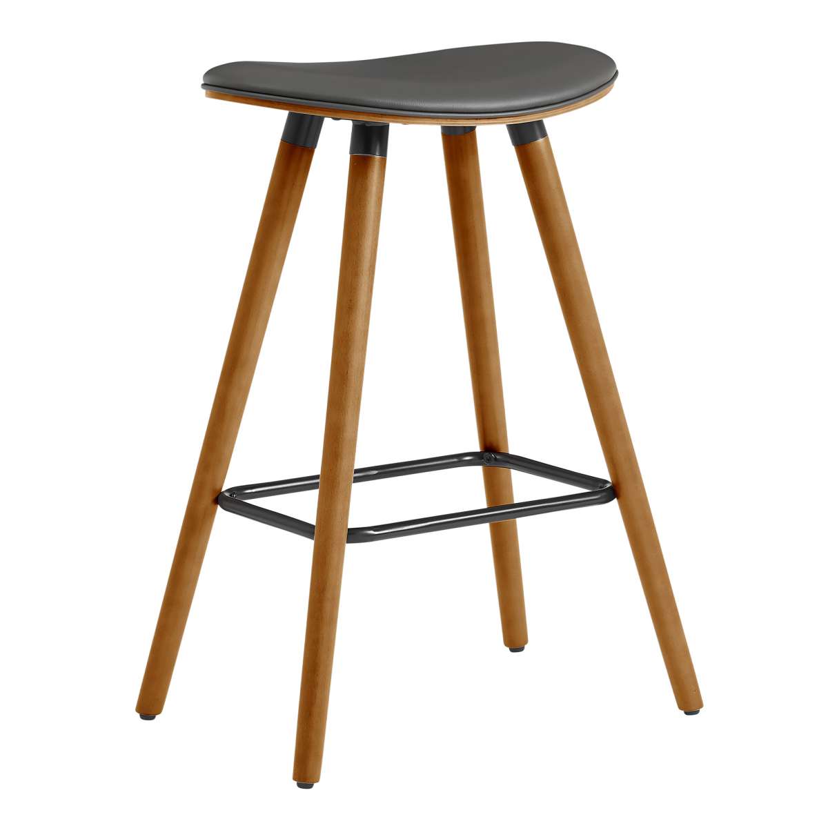 Piper 26" Counter Height Backless Bar Stool in Gray Faux Leather and Black Wood By Armen Living | Bar Stools | Modishstore - 17