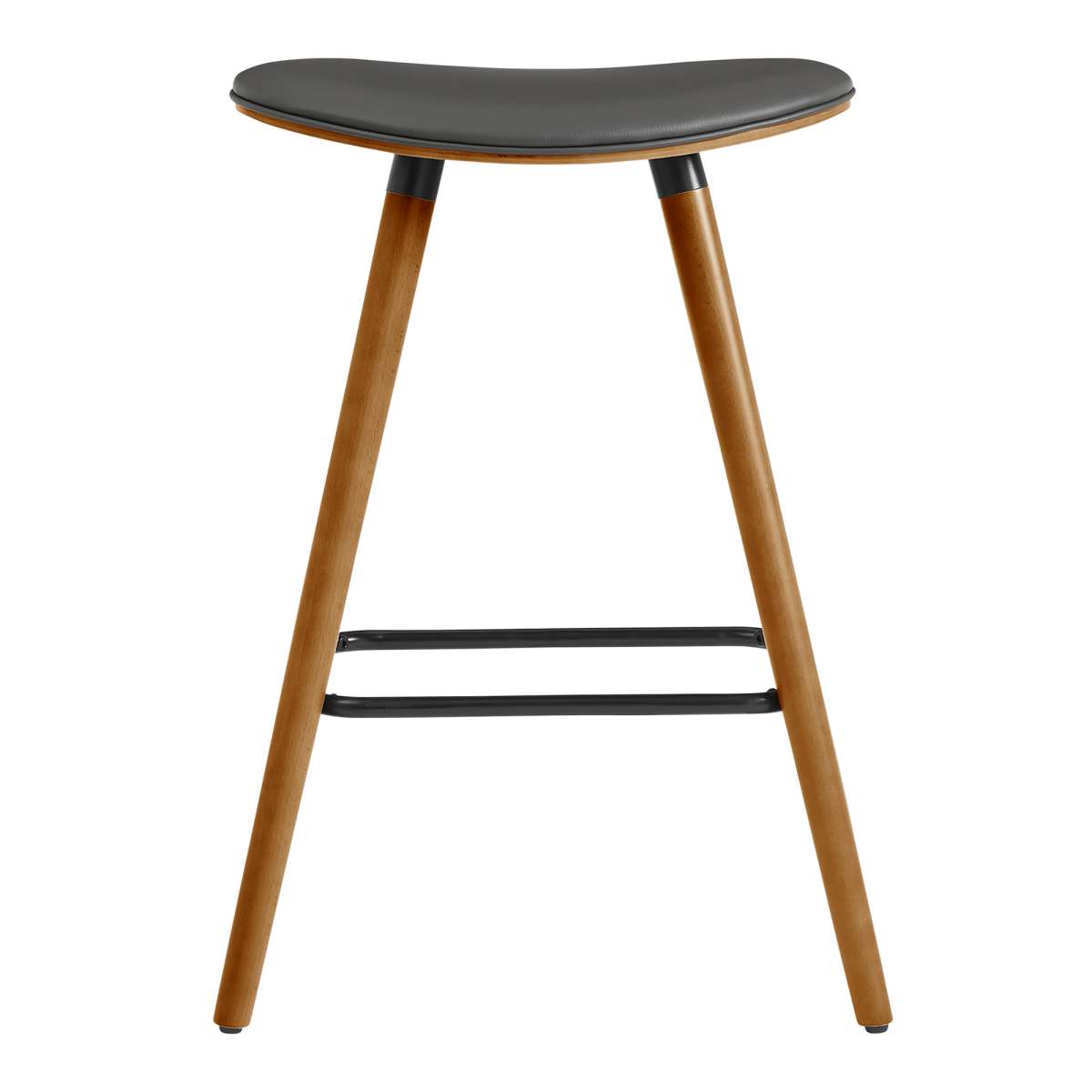 Piper 26" Counter Height Backless Bar Stool in Gray Faux Leather and Black Wood By Armen Living | Bar Stools | Modishstore - 18