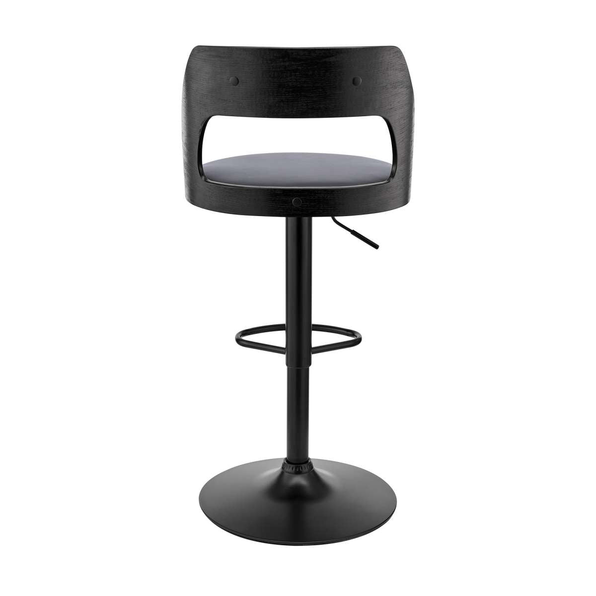 Paulo Adjustable Swivel Cream Faux Leather and Black Wood Bar Stool with Black Base By Armen Living | Bar Stools | Modishstore - 13