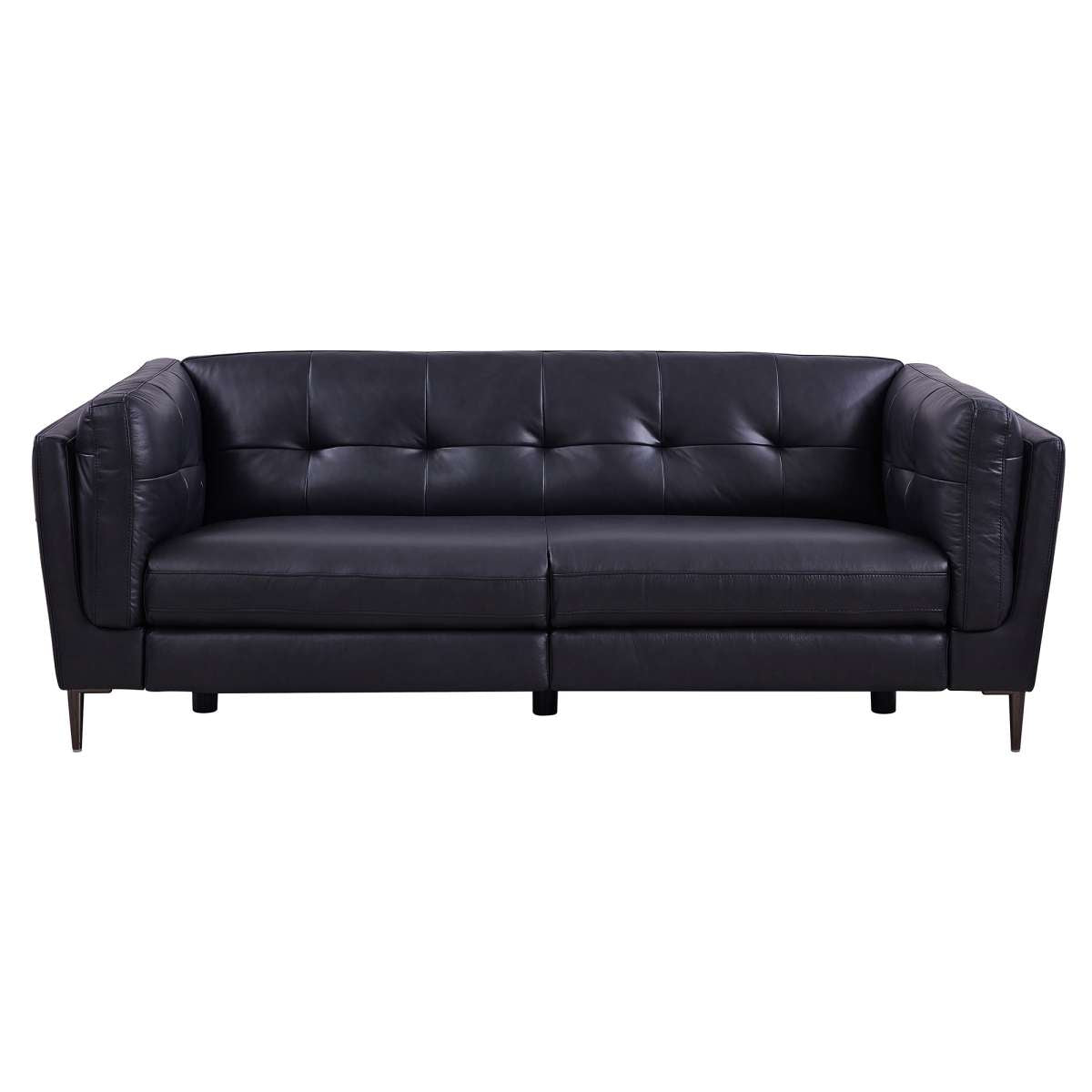 Primrose Contemporary Sofa in Dark Metal Finish and Navy Genuine Leather By Armen Living | Sofas | Modishstore - 2
