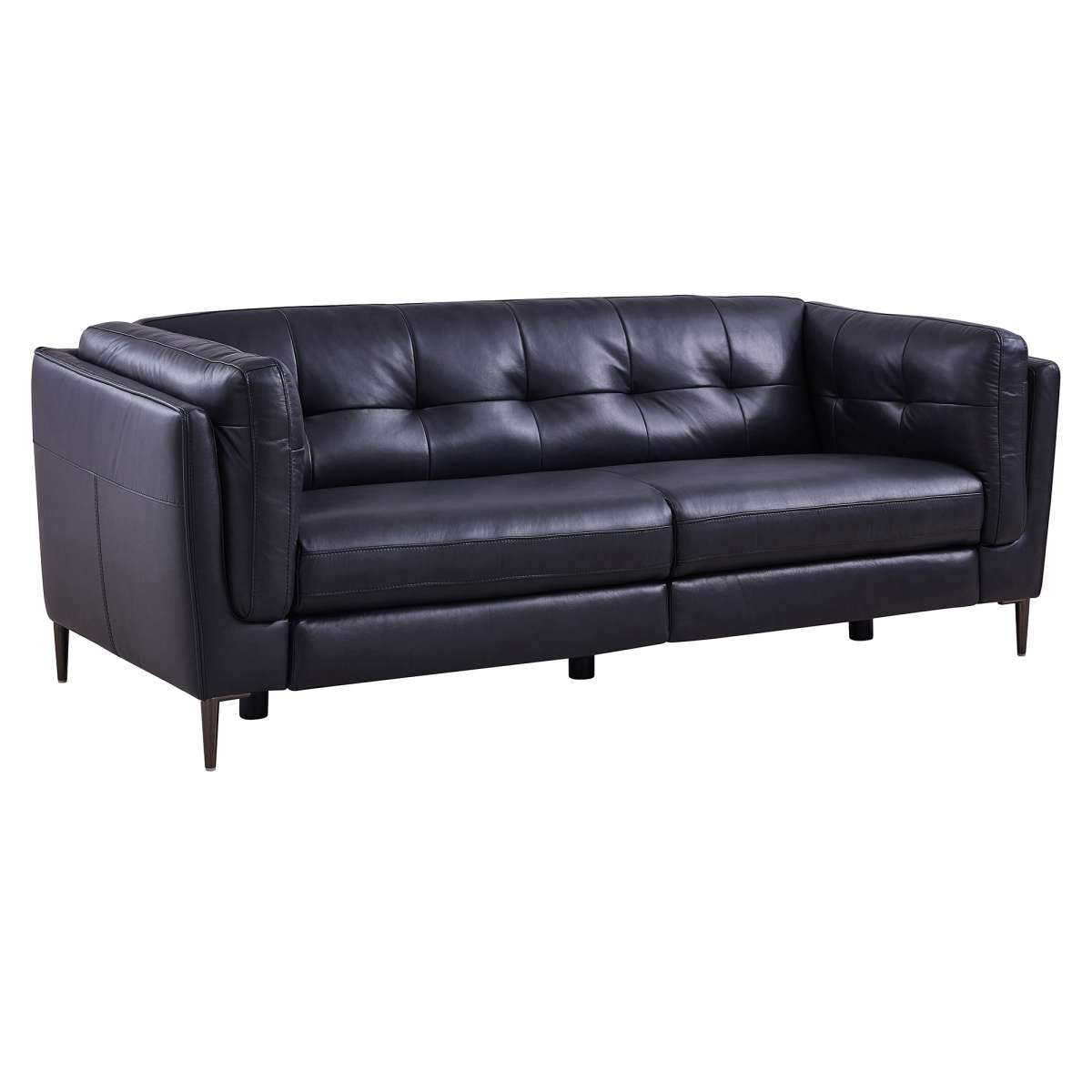 Primrose Contemporary Sofa in Dark Metal Finish and Navy Genuine Leather By Armen Living | Sofas | Modishstore - 3