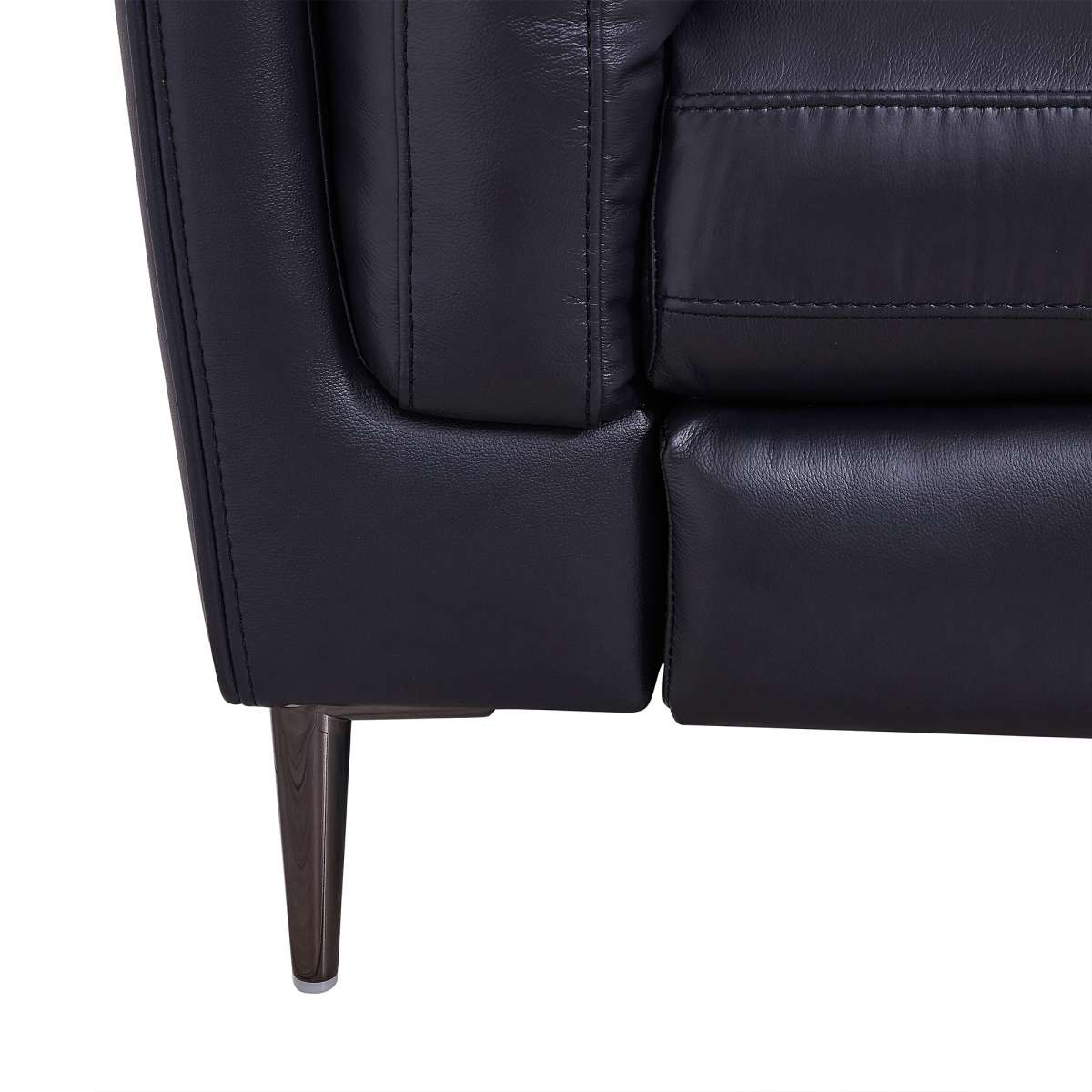 Primrose Contemporary Sofa in Dark Metal Finish and Navy Genuine Leather By Armen Living | Sofas | Modishstore - 6