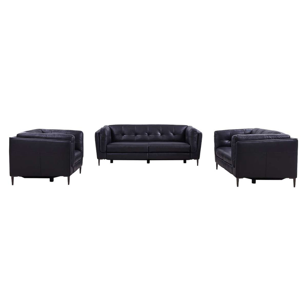 Primrose Contemporary Sofa in Dark Metal Finish and Navy Genuine Leather By Armen Living | Sofas | Modishstore - 8