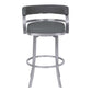 Prinz 26" Counter Height Swivel Grey Faux Leather and Brushed Stainless Steel Bar Stool By Armen Living | Bar Stools | Modishstore - 3