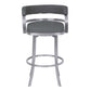 Prinz 30" Bar Height Swivel Grey Faux Leather and Brushed Stainless Steel Bar Stool By Armen Living | Bar Stools | Modishstore - 3