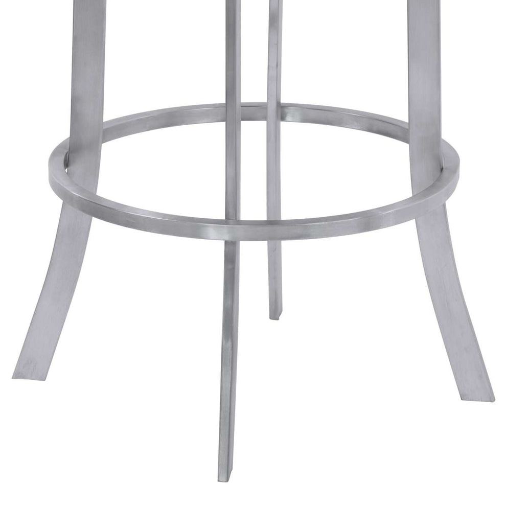 Prinz 30" Bar Height Swivel Grey Faux Leather and Brushed Stainless Steel Bar Stool By Armen Living | Bar Stools | Modishstore - 6