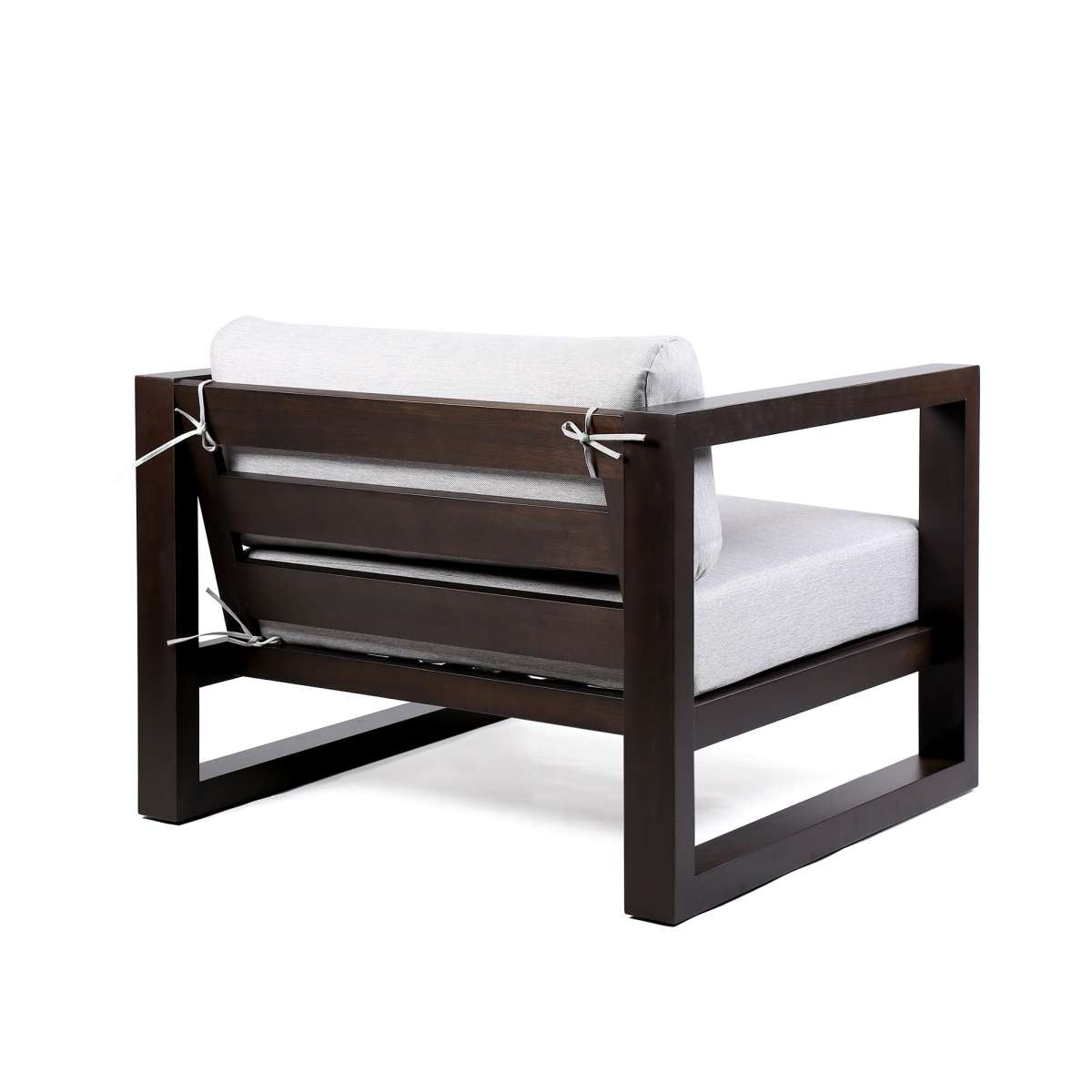 Paradise Outdoor Dark Eucalyptus Wood Lounge Chair with Grey Cushions By Armen Living | Outdoor Chairs |  Modishstore  - 4