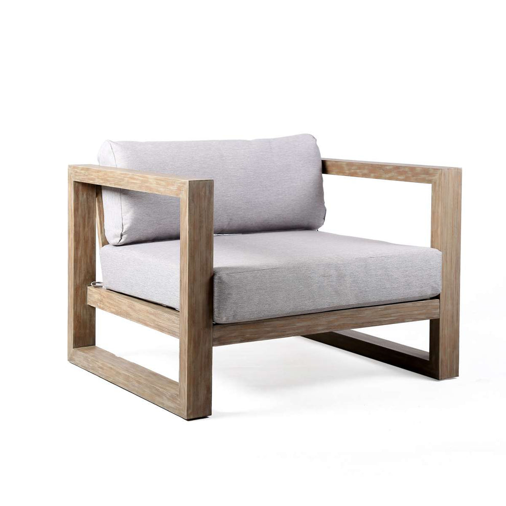 Paradise Outdoor Light Eucalyptus Wood Lounge Chair with Grey Cushions By Armen Living | Outdoor Chairs |  Modishstore  - 7