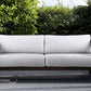 Paradise Outdoor Dark Eucalyptus Wood Sofa with Grey Cushions By Armen Living | Outdoor Sofas, Loveseats & Sectionals |  Modishstore 