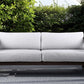 Paradise Outdoor Dark Eucalyptus Wood Sofa with Grey Cushions By Armen Living | Outdoor Sofas, Loveseats & Sectionals |  Modishstore 