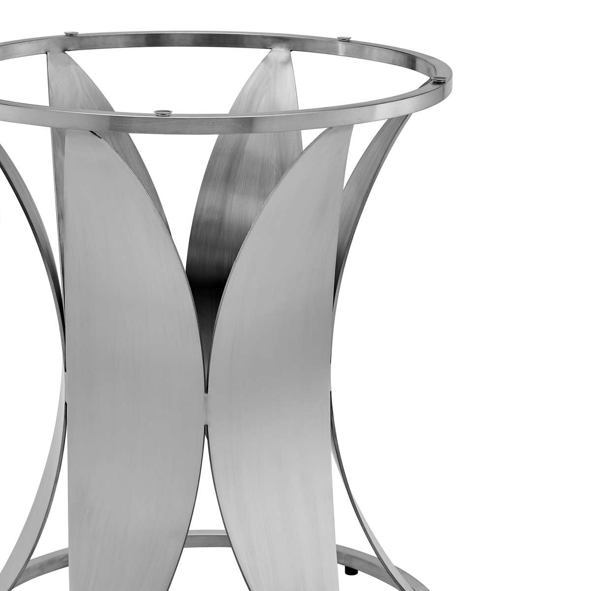 Petal Modern Glass and Stainless Steel Round Pedestal Dining Table By Armen Living | Dining Tables | Modishstore - 3