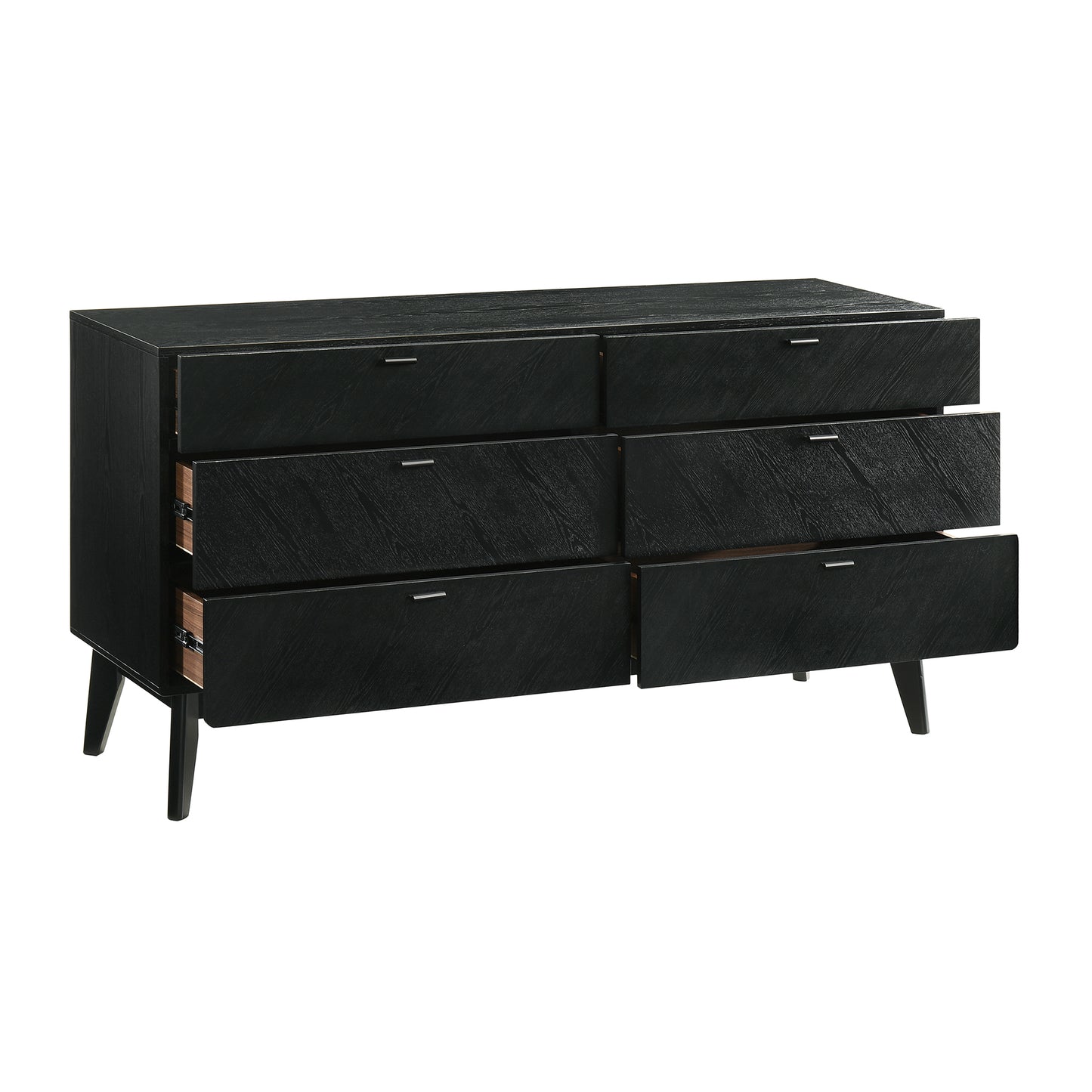 Petra 6 Drawer Wood Dresser in Black Finish By Armen Living | Dressers | Modishstore - 5
