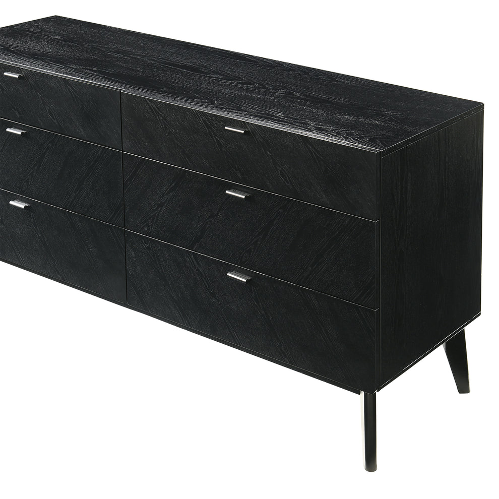 Petra 6 Drawer Wood Dresser in Black Finish By Armen Living | Dressers | Modishstore - 11