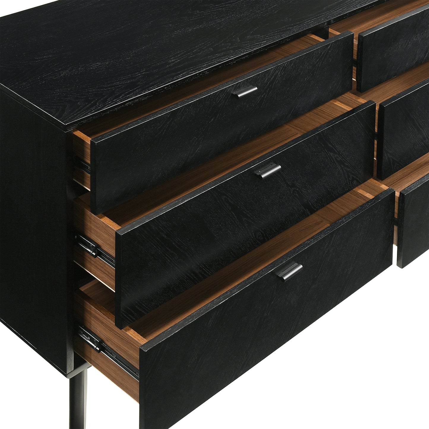 Petra 6 Drawer Wood Dresser in Black Finish By Armen Living | Dressers | Modishstore - 9