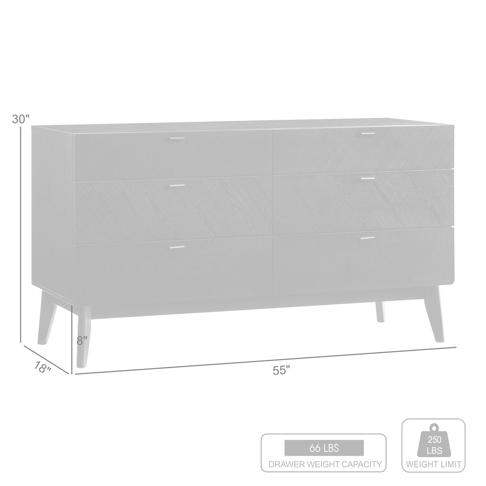 Petra 6 Drawer Wood Dresser in Black Finish By Armen Living | Dressers | Modishstore - 10