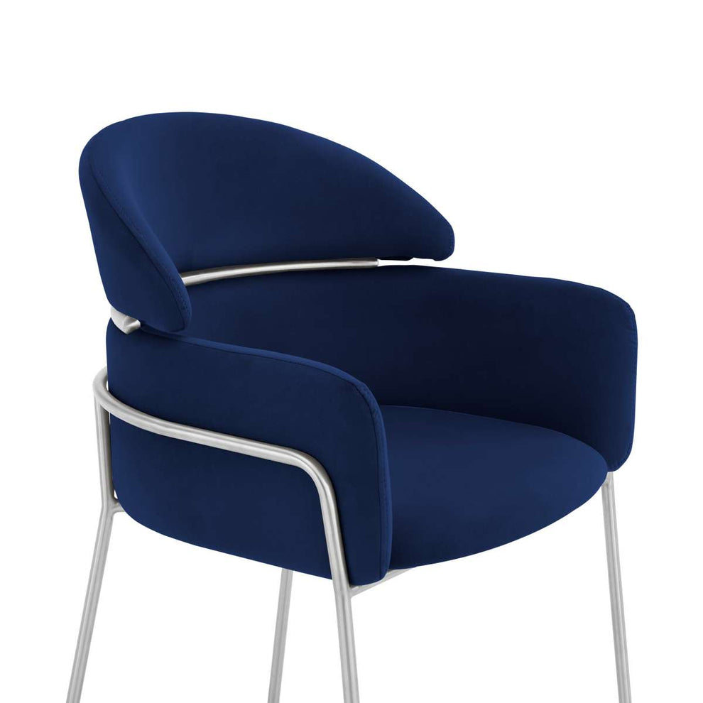 Portia Blue Velvet and Brushed Stainless Steel Dining Room Chairs - Set of 2 By Armen Living | Dining Chairs | Modishstore - 3