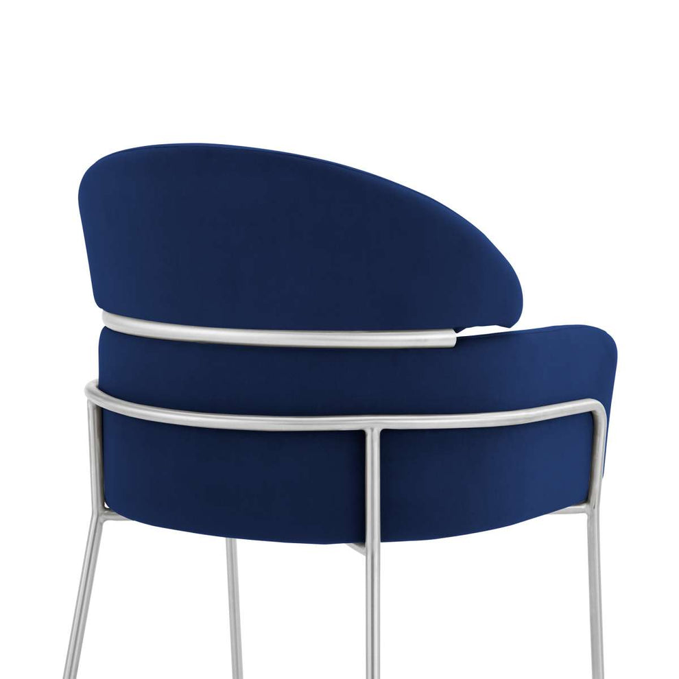Portia Blue Velvet and Brushed Stainless Steel Dining Room Chairs - Set of 2 By Armen Living | Dining Chairs | Modishstore - 4