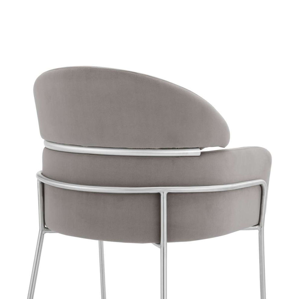 Portia Gray Velvet and Brushed Stainless Steel Dining Room Chairs - Set of 2 By Armen Living | Dining Chairs | Modishstore - 4