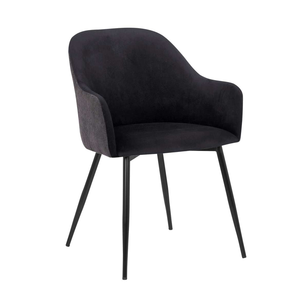 Pixie Black and Dark Grey Fabric Dining Room Chair with Black Metal Legs By Armen Living | Dining Chairs | Modishstore