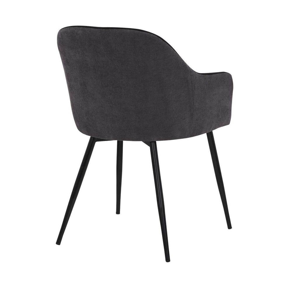 Pixie Black and Dark Grey Fabric Dining Room Chair with Black Metal Legs By Armen Living | Dining Chairs | Modishstore - 3
