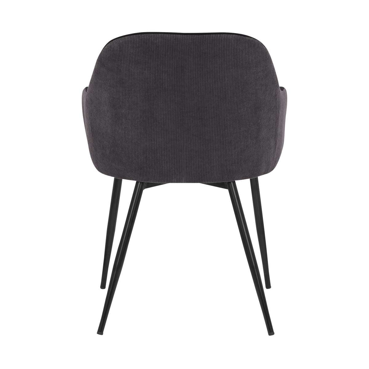 Pixie Black and Dark Grey Fabric Dining Room Chair with Black Metal Legs By Armen Living | Dining Chairs | Modishstore - 4