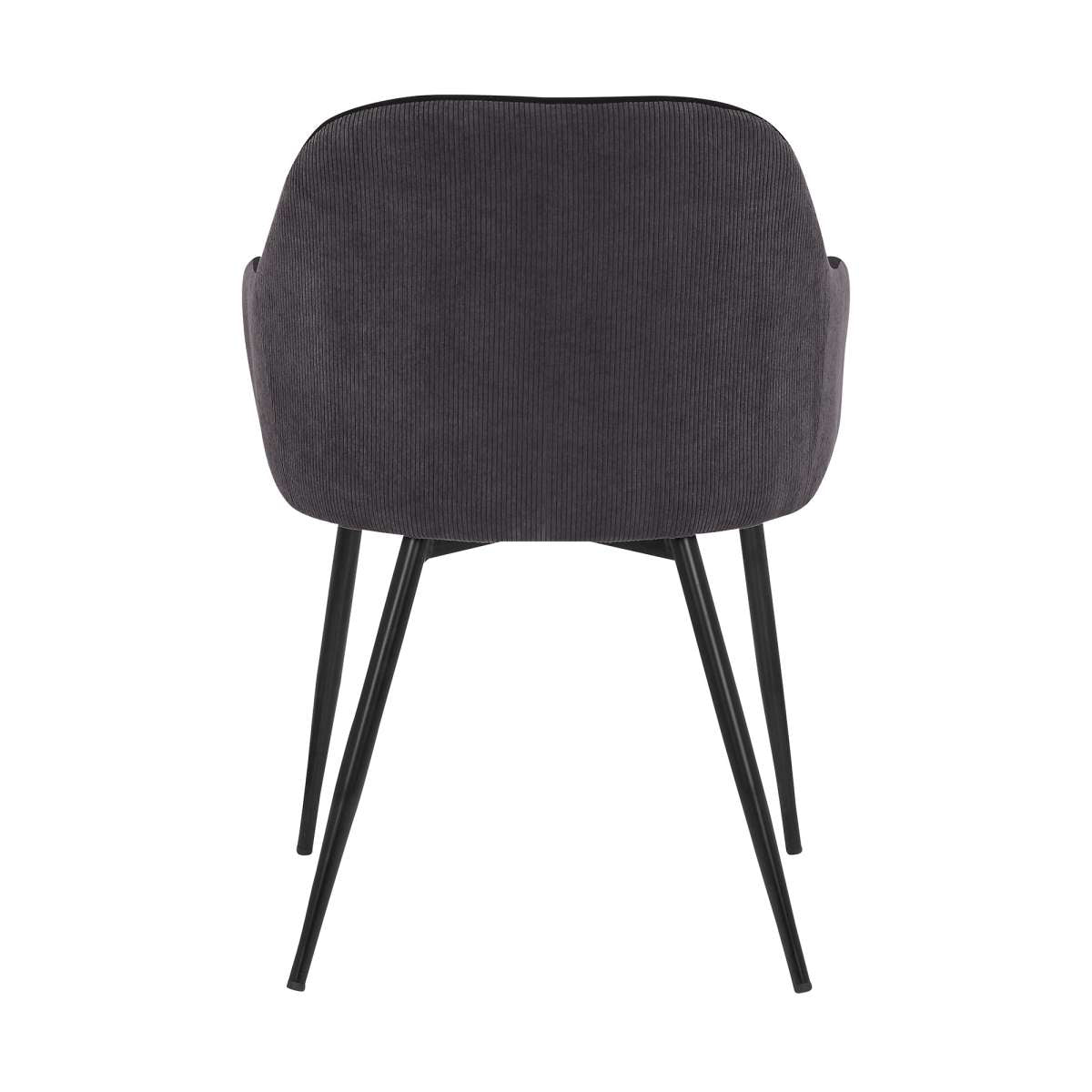 Pixie Black and Dark Grey Fabric Dining Room Chair with Black Metal Legs By Armen Living | Dining Chairs | Modishstore - 4
