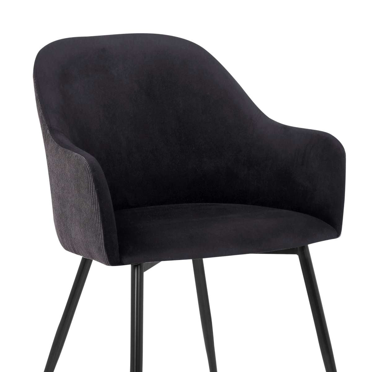 Pixie Black and Dark Grey Fabric Dining Room Chair with Black Metal Legs By Armen Living | Dining Chairs | Modishstore - 5