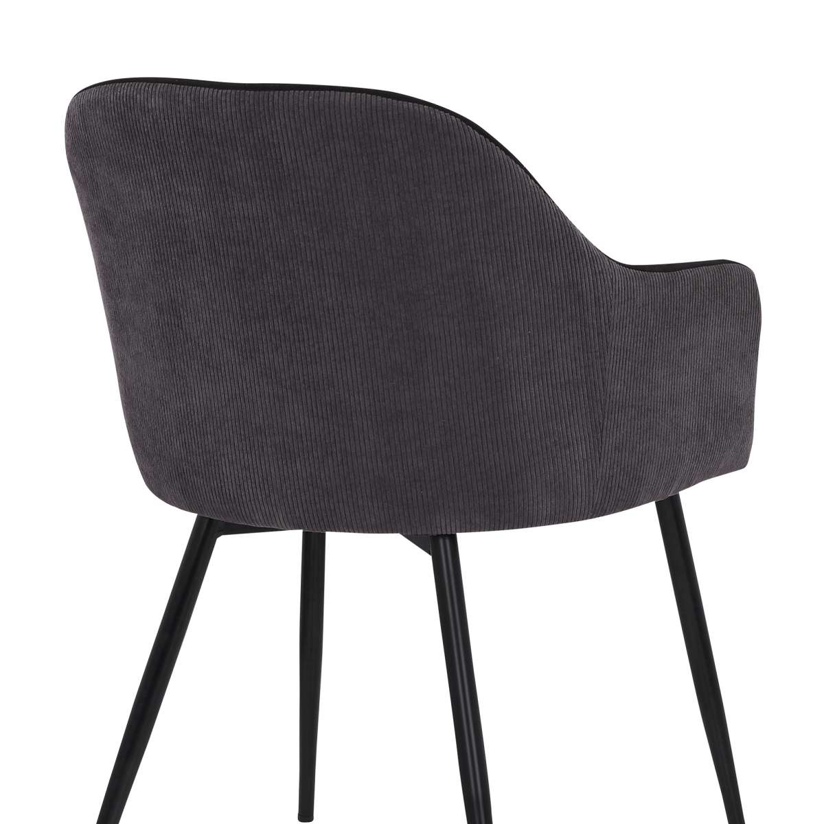 Pixie Black and Dark Grey Fabric Dining Room Chair with Black Metal Legs By Armen Living | Dining Chairs | Modishstore - 6