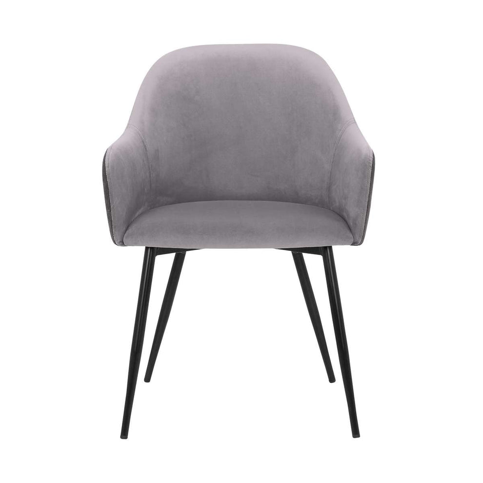 Pixie Dark Grey and Black Fabric Dining Room Chair with Black Metal Legs By Armen Living | Dining Chairs | Modishstore - 2