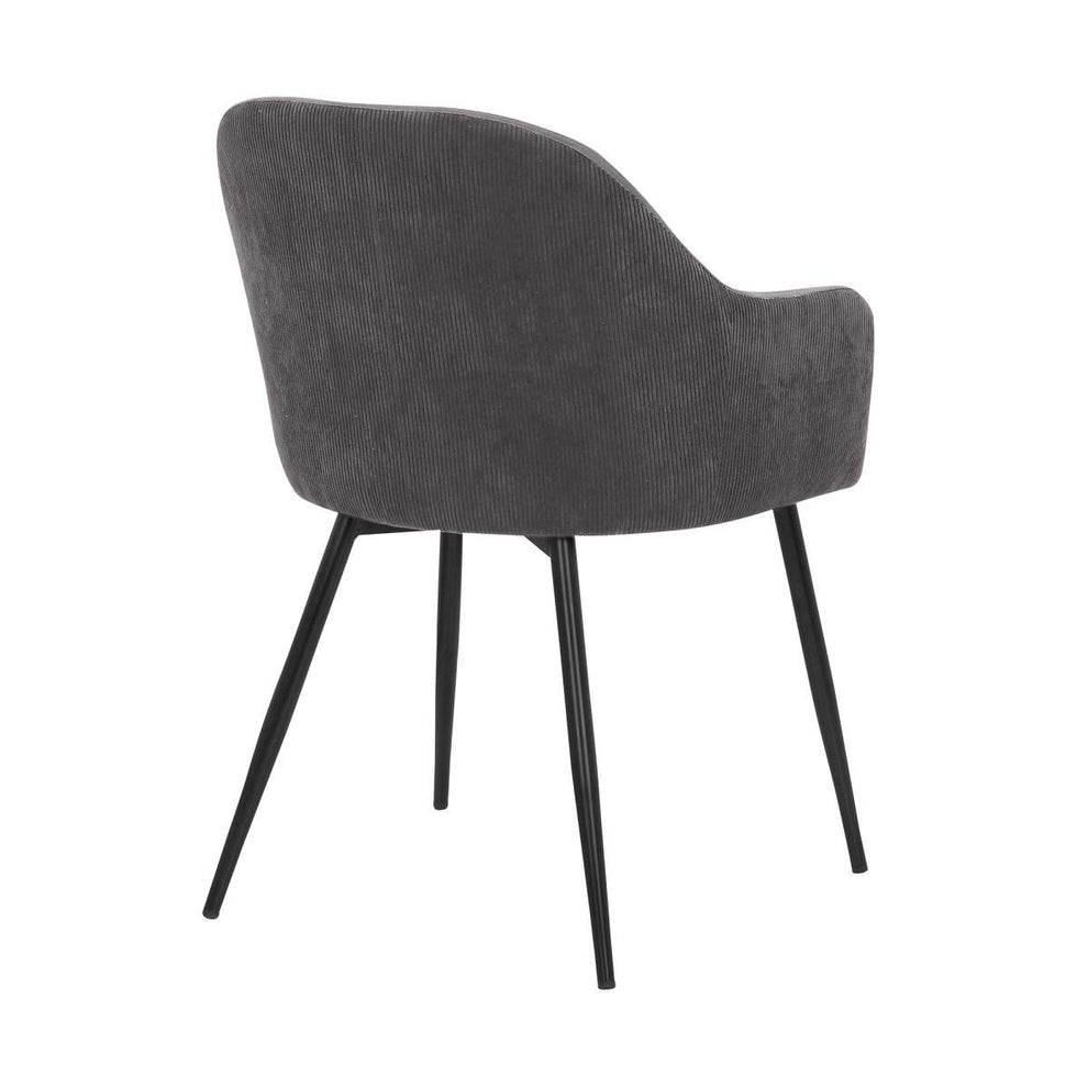 Pixie Dark Grey and Black Fabric Dining Room Chair with Black Metal Legs By Armen Living | Dining Chairs | Modishstore - 3
