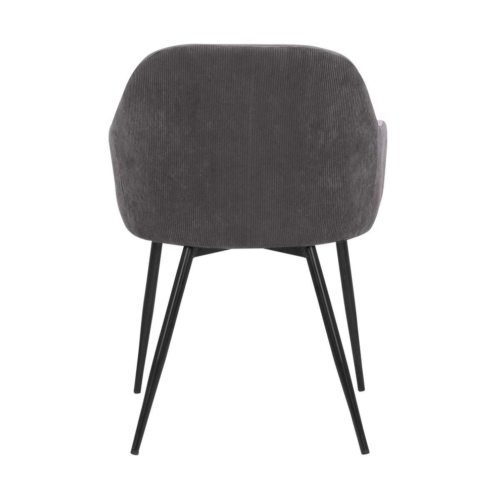Pixie Dark Grey and Black Fabric Dining Room Chair with Black Metal Legs By Armen Living | Dining Chairs | Modishstore - 4