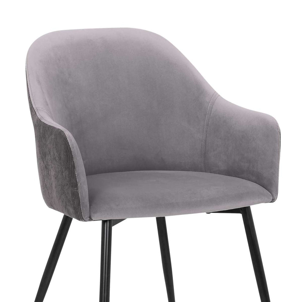 Pixie Dark Grey and Black Fabric Dining Room Chair with Black Metal Legs By Armen Living | Dining Chairs | Modishstore - 5