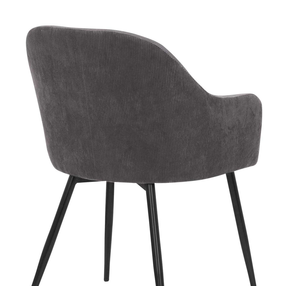 Pixie Dark Grey and Black Fabric Dining Room Chair with Black Metal Legs By Armen Living | Dining Chairs | Modishstore - 6