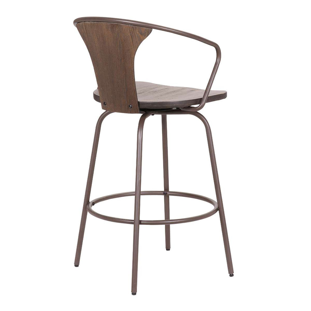 Payton Industrial 30" Swivel Walnut Wood and Metal Bar Stool By Armen Living | Bar Stools | Modishstore - 4