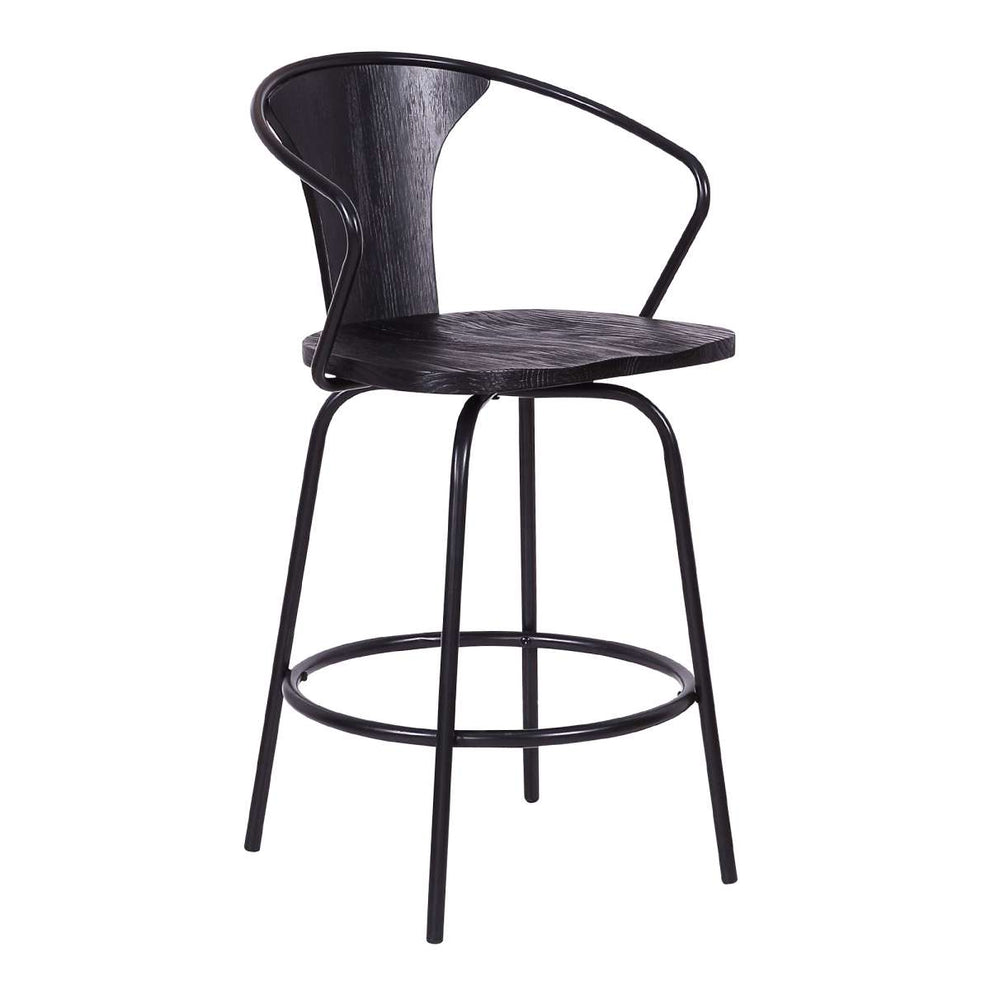 Payton Industrial 26" Swivel Black Wood and Metal Bar Stool By Armen Living | Bar Stools | Modishstore - 2