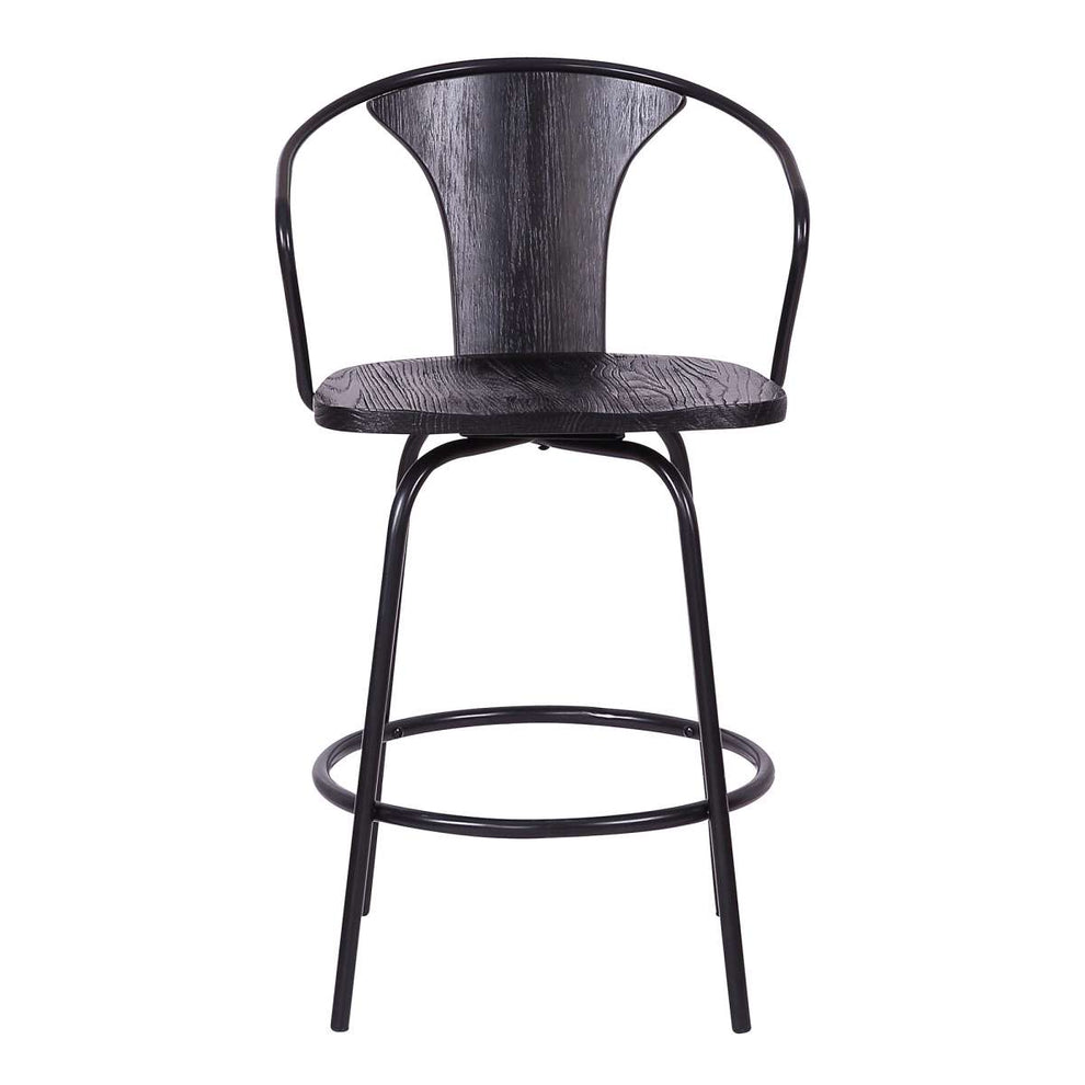 Payton Industrial 30" Swivel Black Wood and Metal Bar Stool By Armen Living | Bar Stools | Modishstore - 3