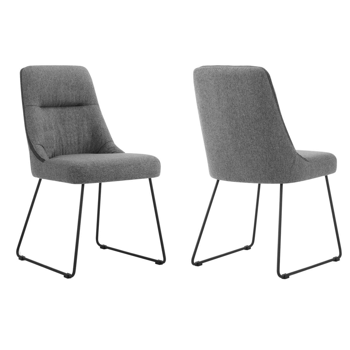 Quartz Gray Fabric and Metal Dining Room Chairs - Set of 2 By Armen Living | Dining Chairs | Modishstore