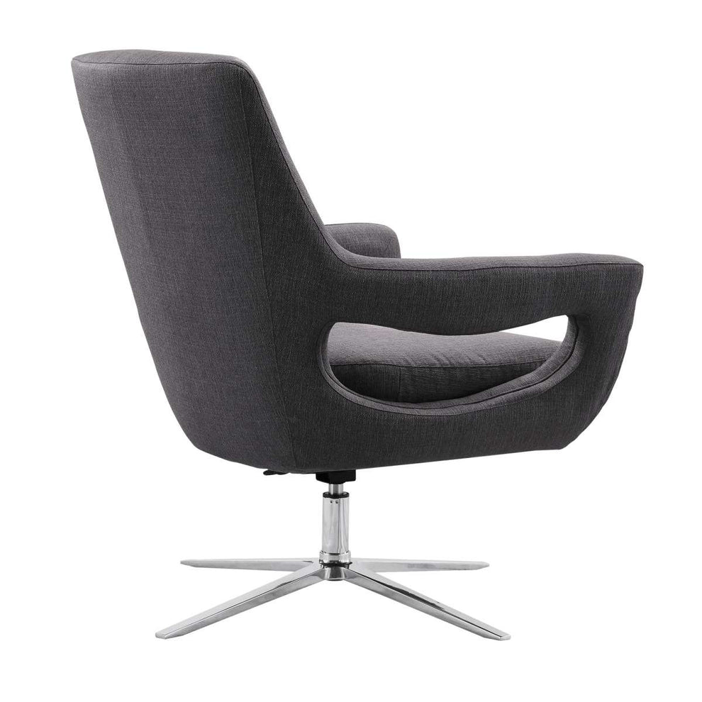 Quinn Contemporary Adjustable Swivel Accent Chair in Polished Chrome Finish with Grey Fabric By Armen Living | Accent Chairs | Modishstore - 2