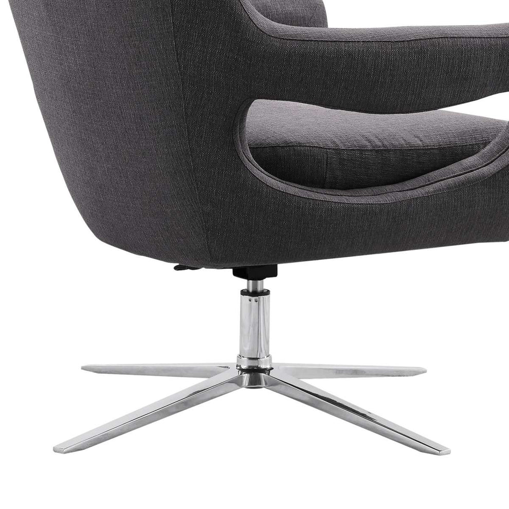 Quinn Contemporary Adjustable Swivel Accent Chair in Polished Chrome Finish with Grey Fabric By Armen Living | Accent Chairs | Modishstore - 3