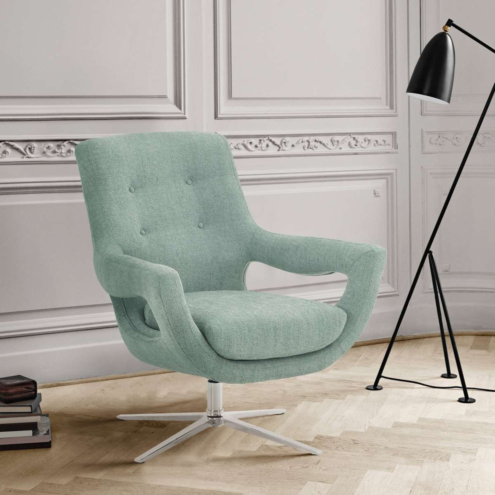 Quinn Contemporary Adjustable Swivel Accent Chair in Polished Chrome Finish with Grey Fabric By Armen Living | Accent Chairs | Modishstore - 4