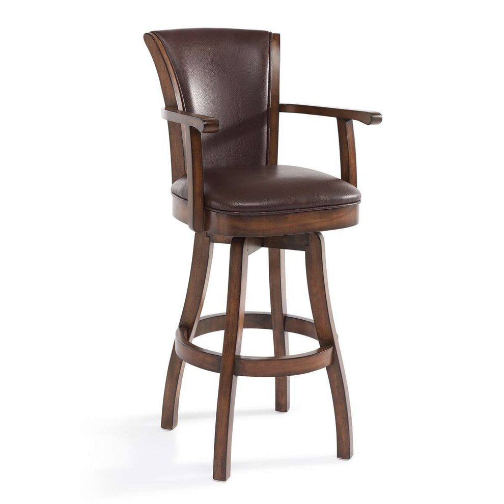 Raleigh 26" Counter Height Swivel Kahlua Faux Leather and Chestnut Wood Arm Bar Stool By Armen Living | Bar Stools | Modishstore - 2