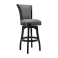 Raleigh 30" Bar Height Swivel Barstool in Black Finish and Gray Faux Leather By Armen Living | Bar Stools | Modishstore - 2