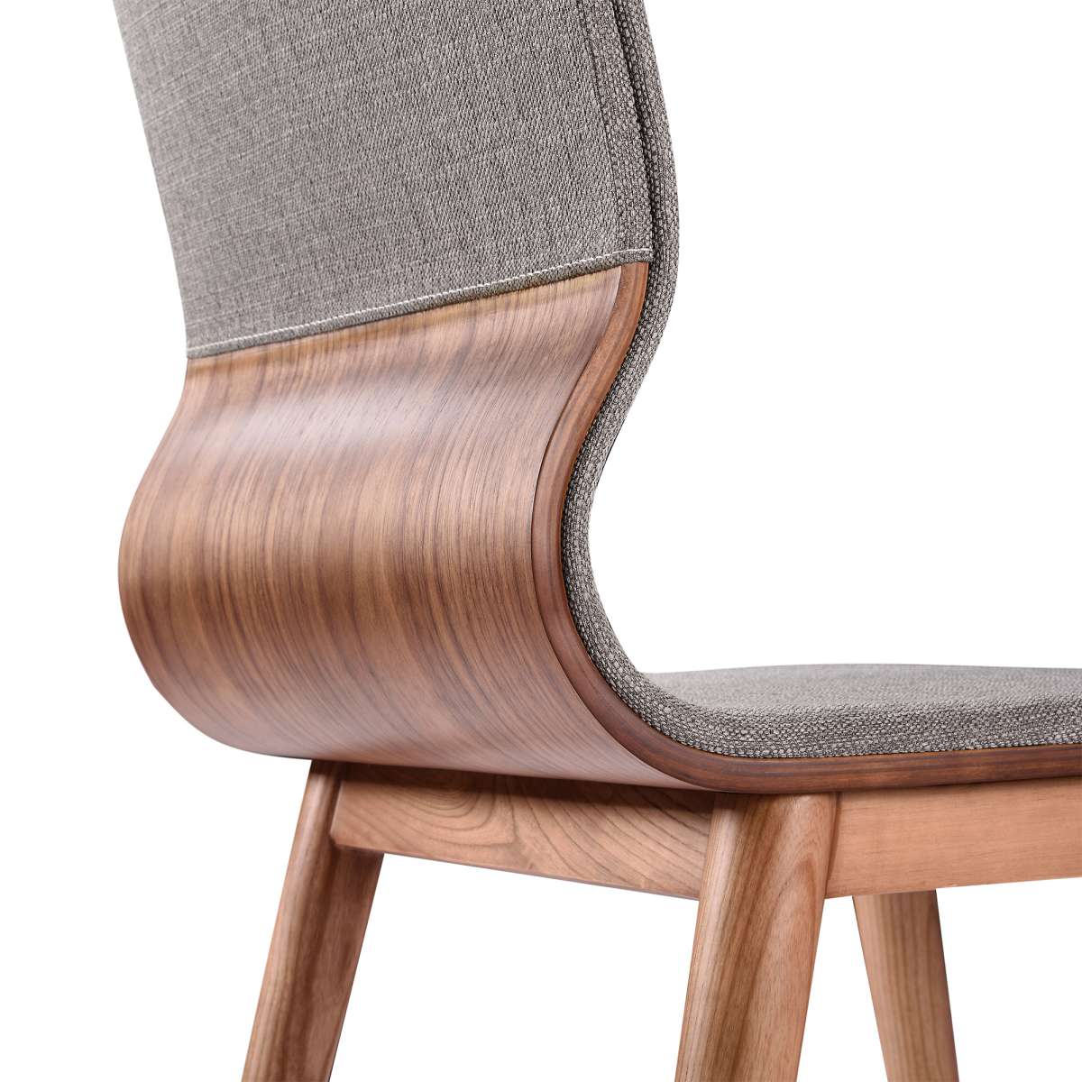 Robin Mid-Century Dining Chair in Walnut Finish and Gray Fabric - Set of 2 By Armen Living | Dining Chairs | Modishstore - 7