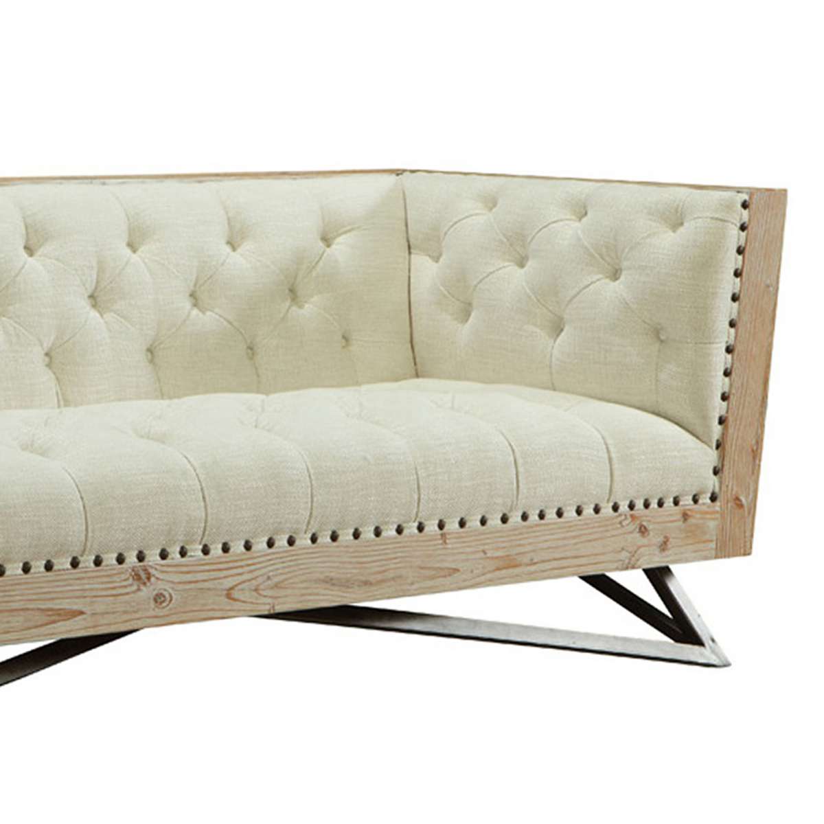 Regis Cream Sofa With Pine Frame And Gunmetal Legs By Armen Living | Sofas |  Modishstore  - 3